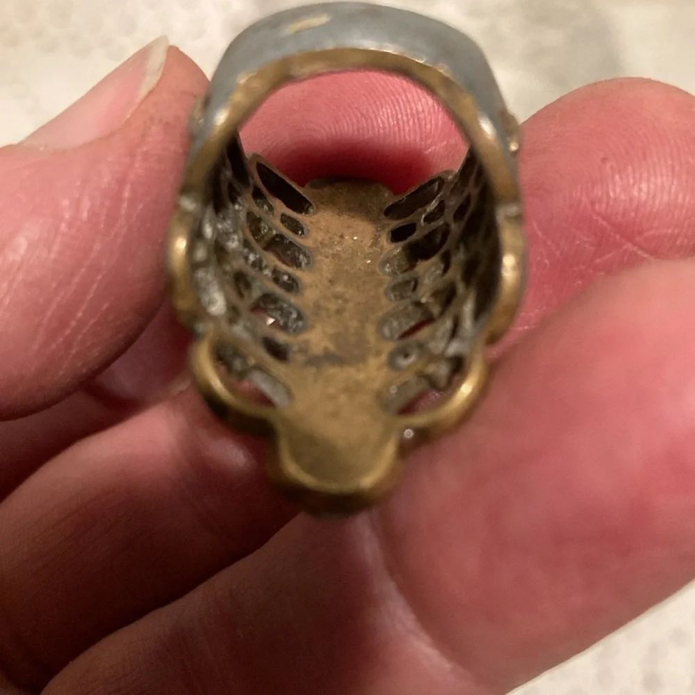 1970’s large handmade artsy brass chakra ring